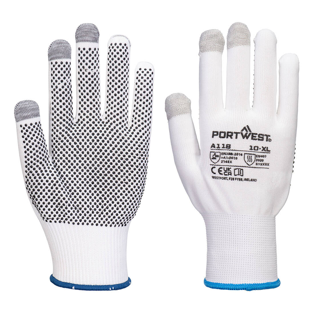 Portwest (A118) Grip 13 PVC Dotted Touchscreen Glove (Pk12)