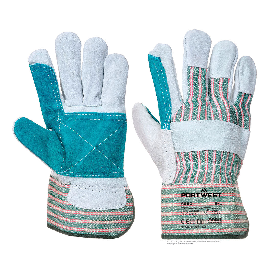 Portwest (A230) Leather Rigger 365 Cow Split Reinforced Palm Glove