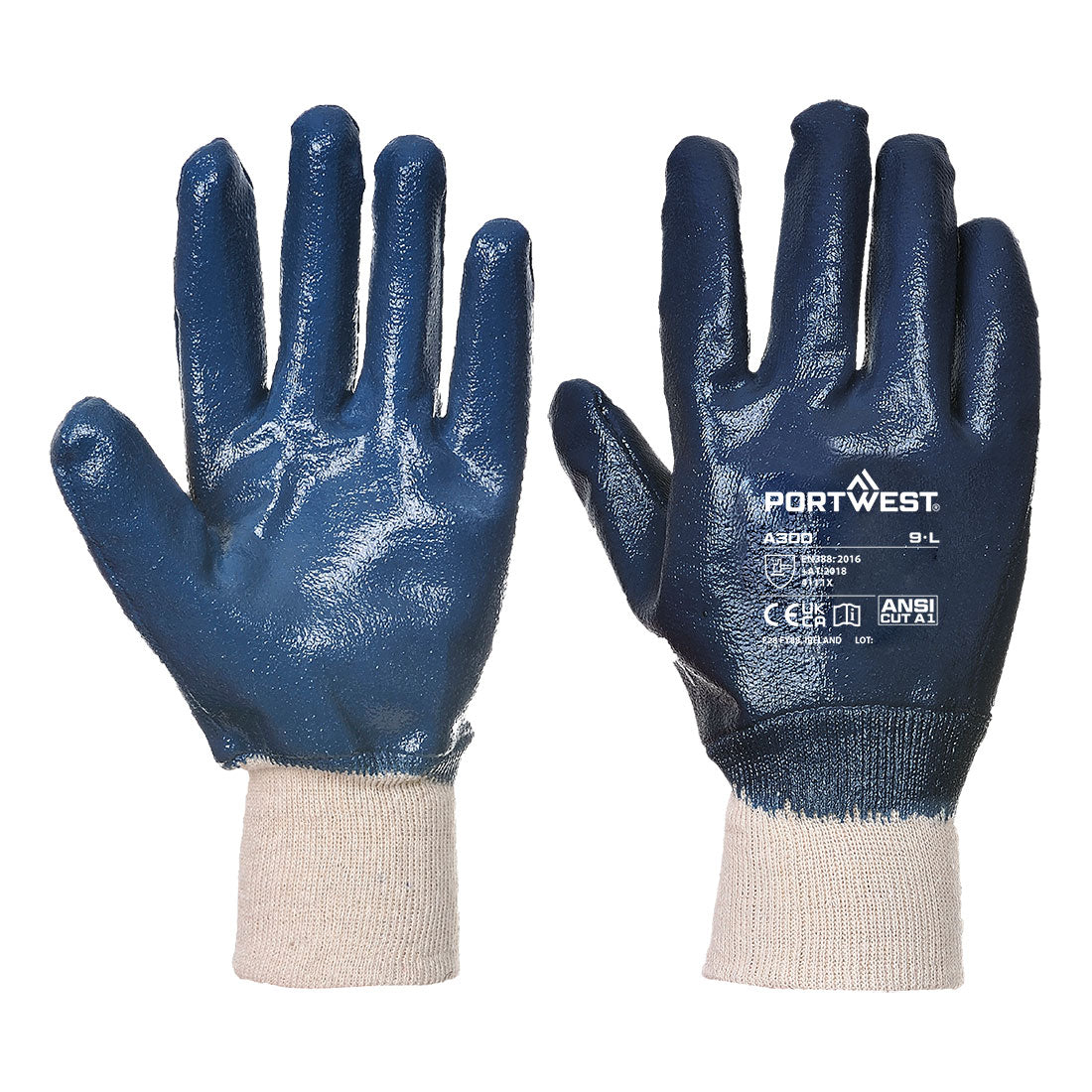Portwest (A300) Grip 12 Nitrile Full Dipped Knitwrist Glove