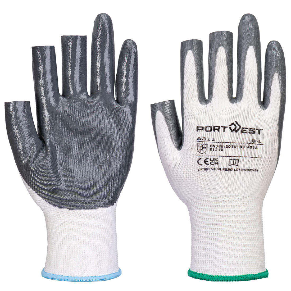 Portwest (A311) Grip 13 Nitrile 3 Fingerless Glove (Pk 12)