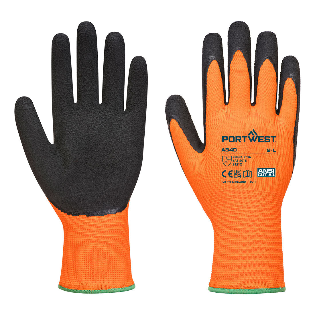 Portwest (A340) Grip 13 Latex Foam Hi-Vis Glove