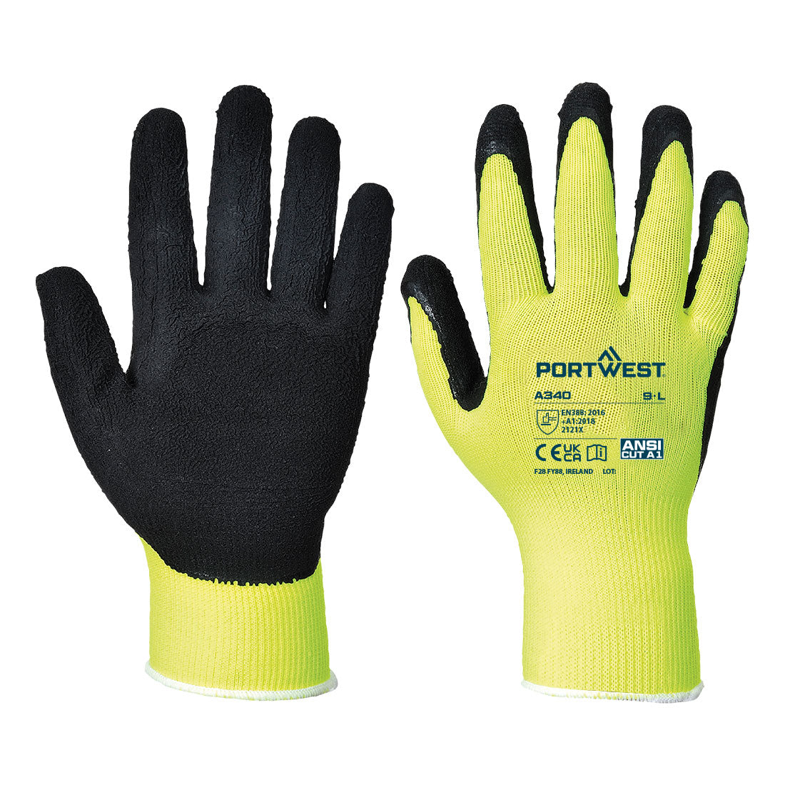 Portwest (A340) Grip 13 Latex Foam Hi-Vis Glove