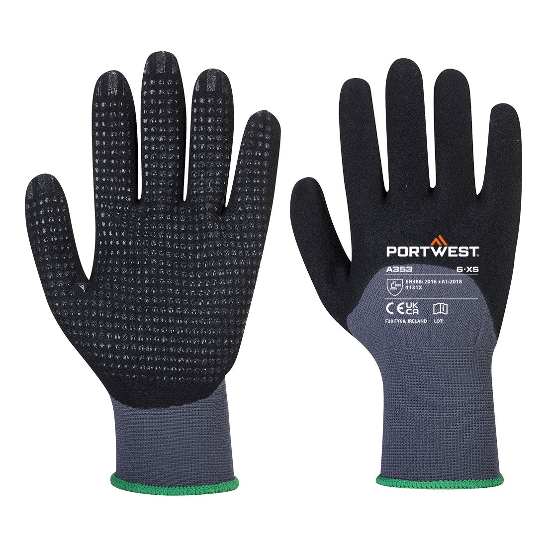 Portwest (A353) Grip 15 Nitrile Sandy 3/4 Palm Dotted Glove