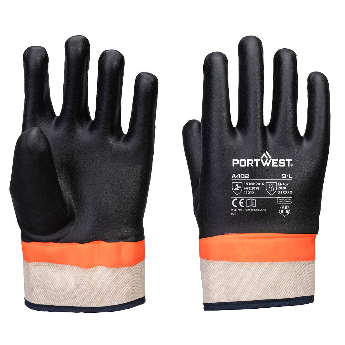 Portwest (A402) Grip PVC Sandy Double Dipped Glove