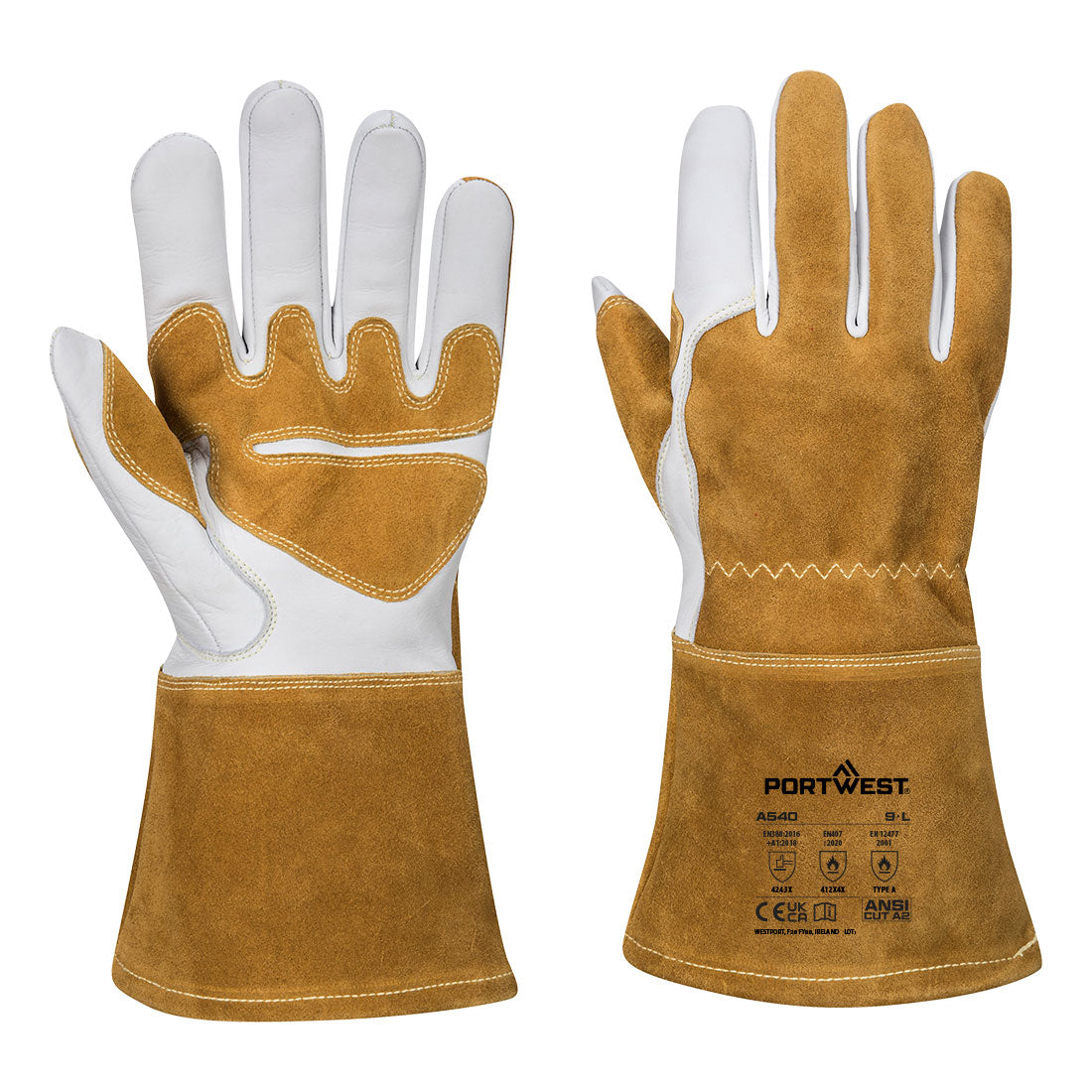 Portwest (A540) MIG Welders 320 Grain Leather Reinforced Gauntlet