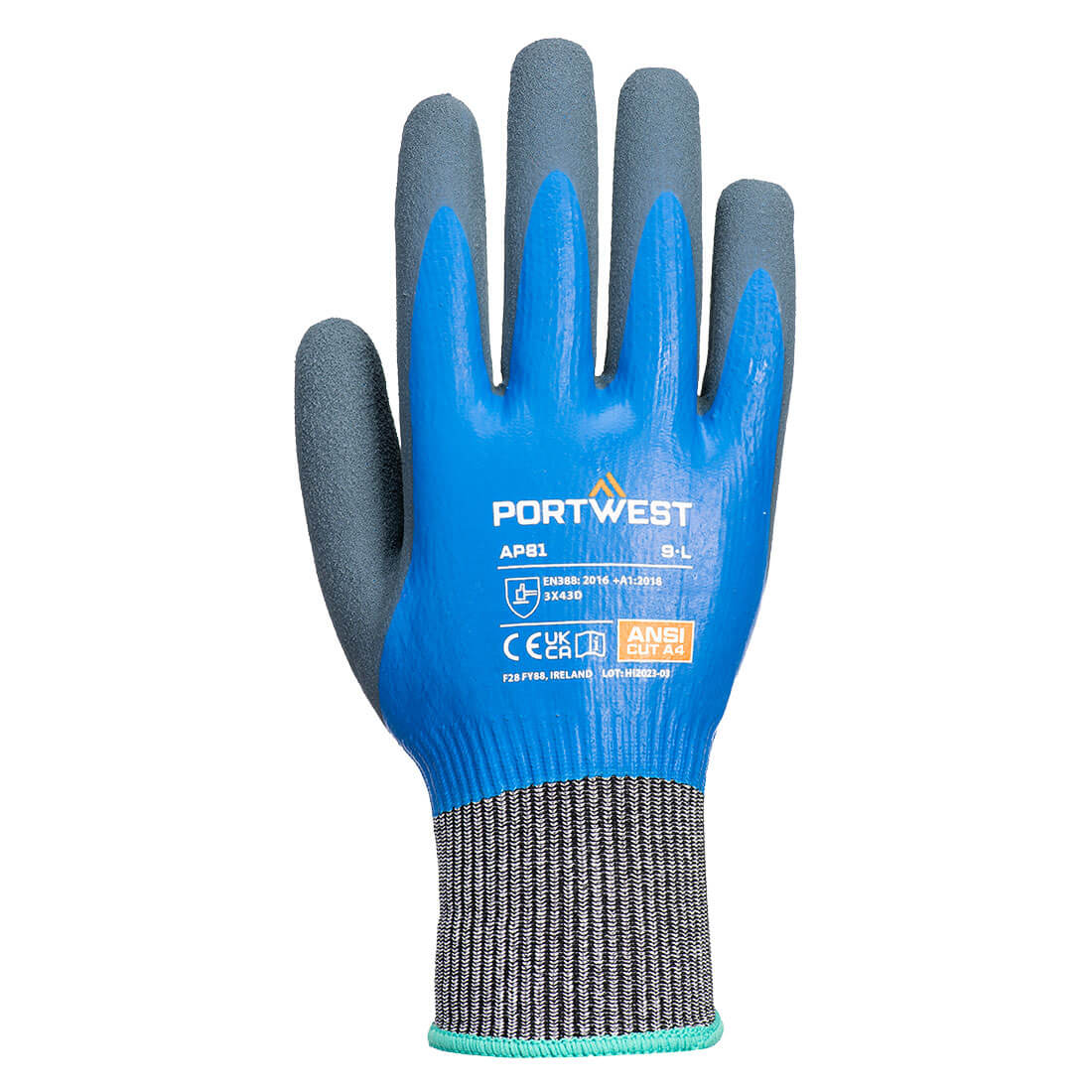 Portwest (AP81) Cut D13 Latex Aqua Glove