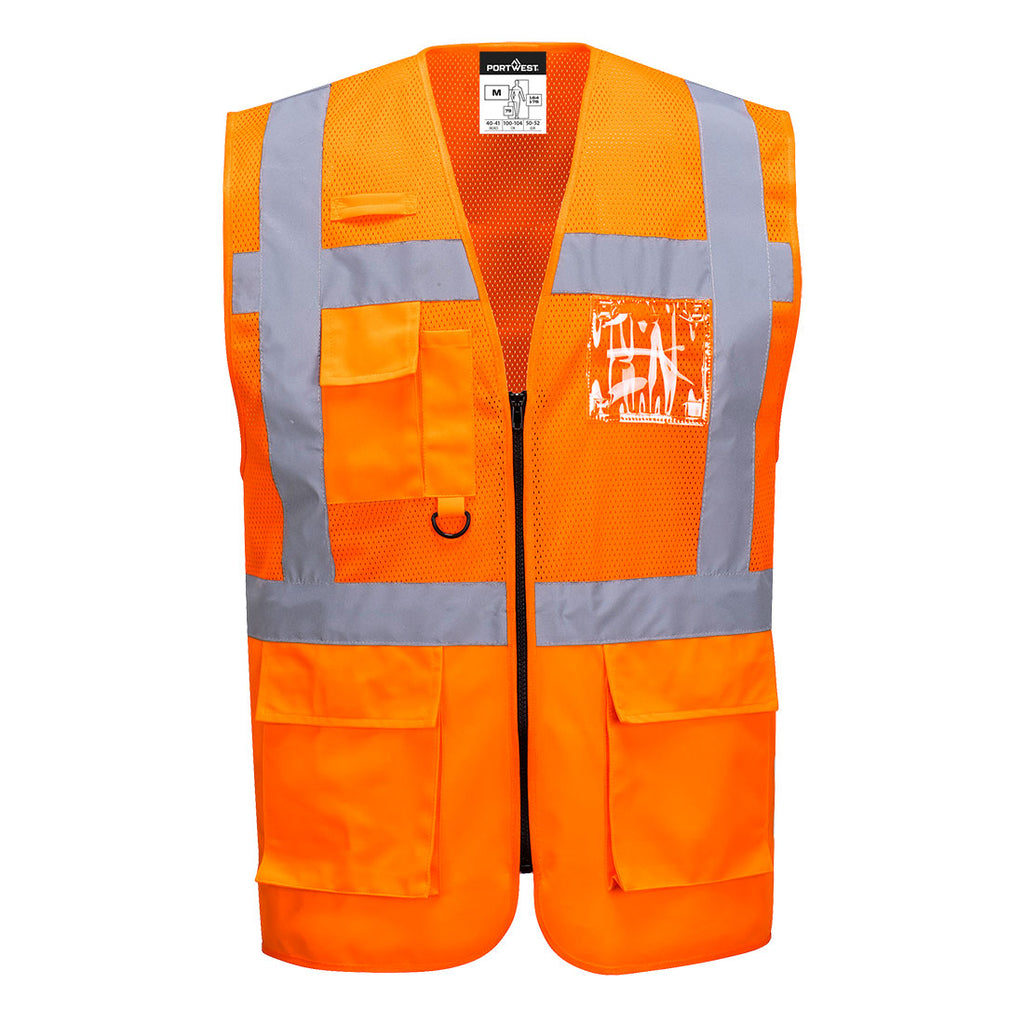 Portwest (C496) Madrid Hi-Vis Half Mesh Executive Vest