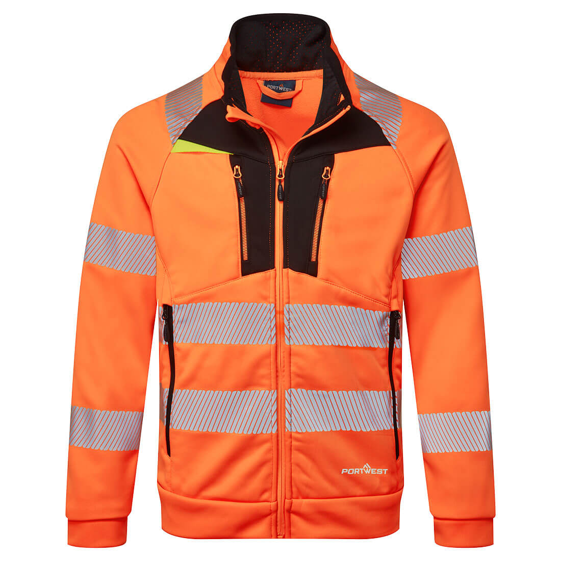 Portwest (DX477) DX4 Hi-Vis Funnel Neck Zipped Sweatshirt