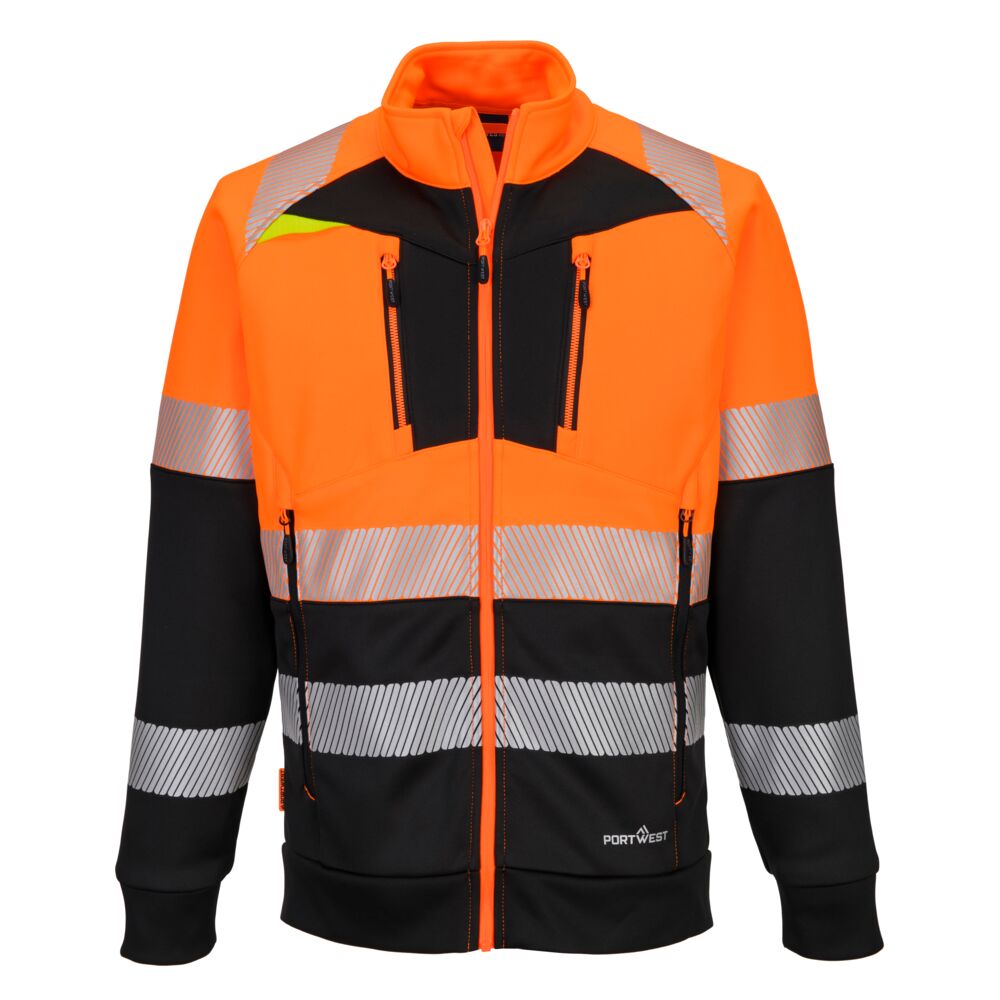 Portwest (DX490) DX4 Hi-Vis Class 1 Funnel Neck Zipped Sweatshirt