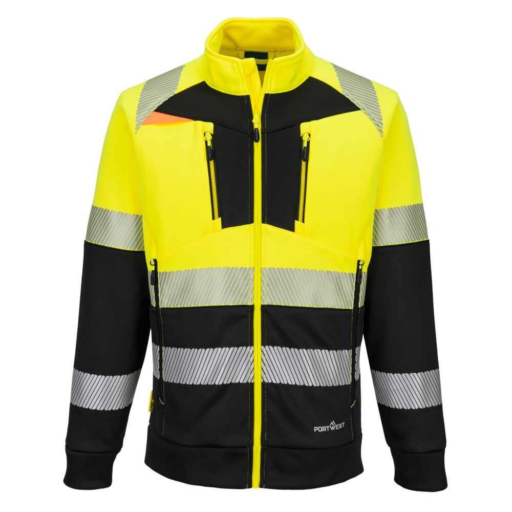 Portwest (DX490) DX4 Hi-Vis Class 1 Funnel Neck Zipped Sweatshirt