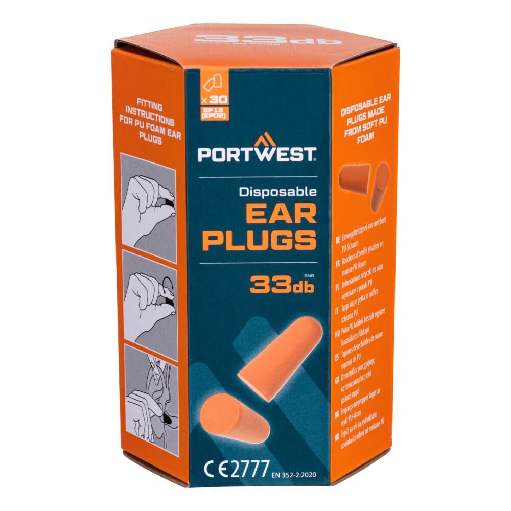 Portwest (EP13) PU Foam Ear Plugs (30 Pairs)