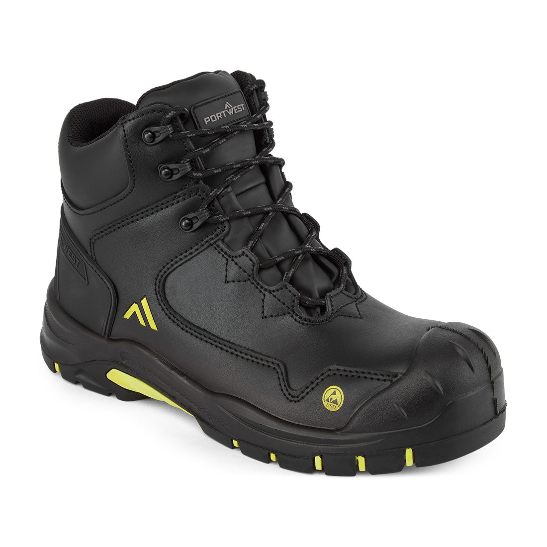 Portwest (FC18) Composite Action Leather Mid Boot S3S ESD HRO SR SC FO