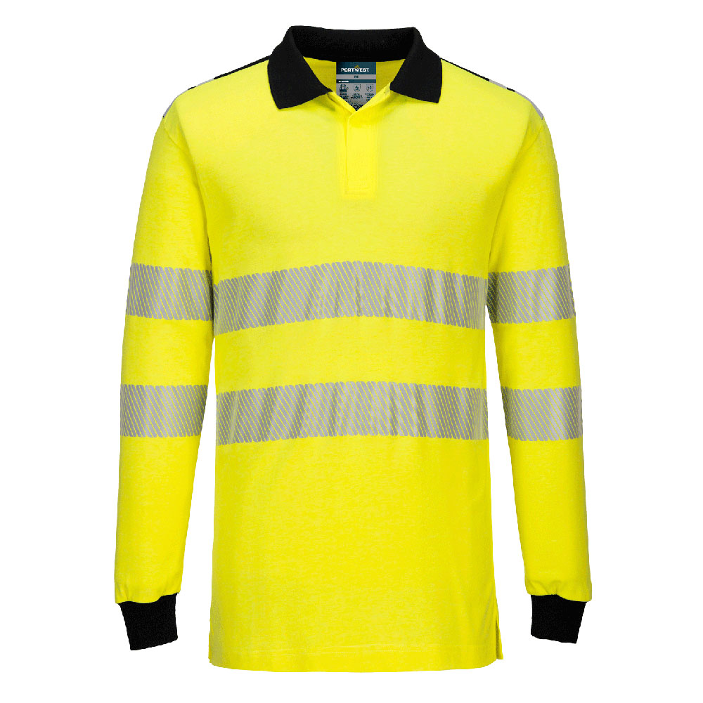 Portwest (FR702) PW3 Modaflame Knit Hi-Vis FR Long Sleeve Polo Shirt