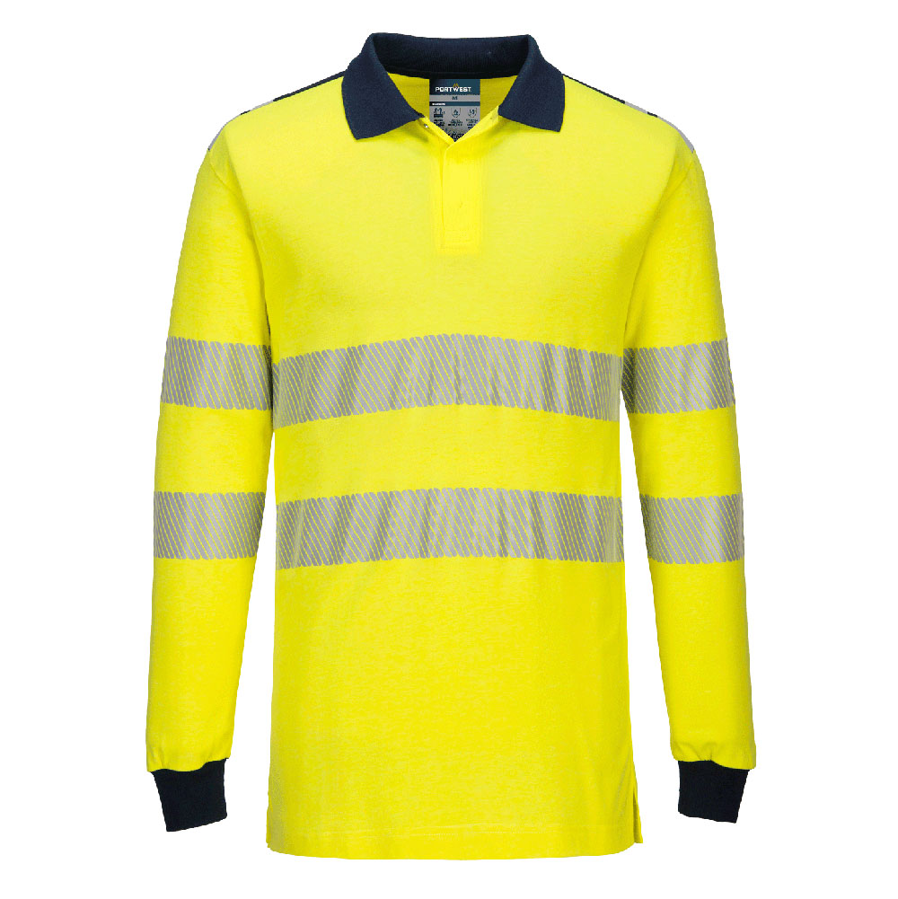 Portwest (FR702) PW3 Modaflame Knit Hi-Vis FR Long Sleeve Polo Shirt