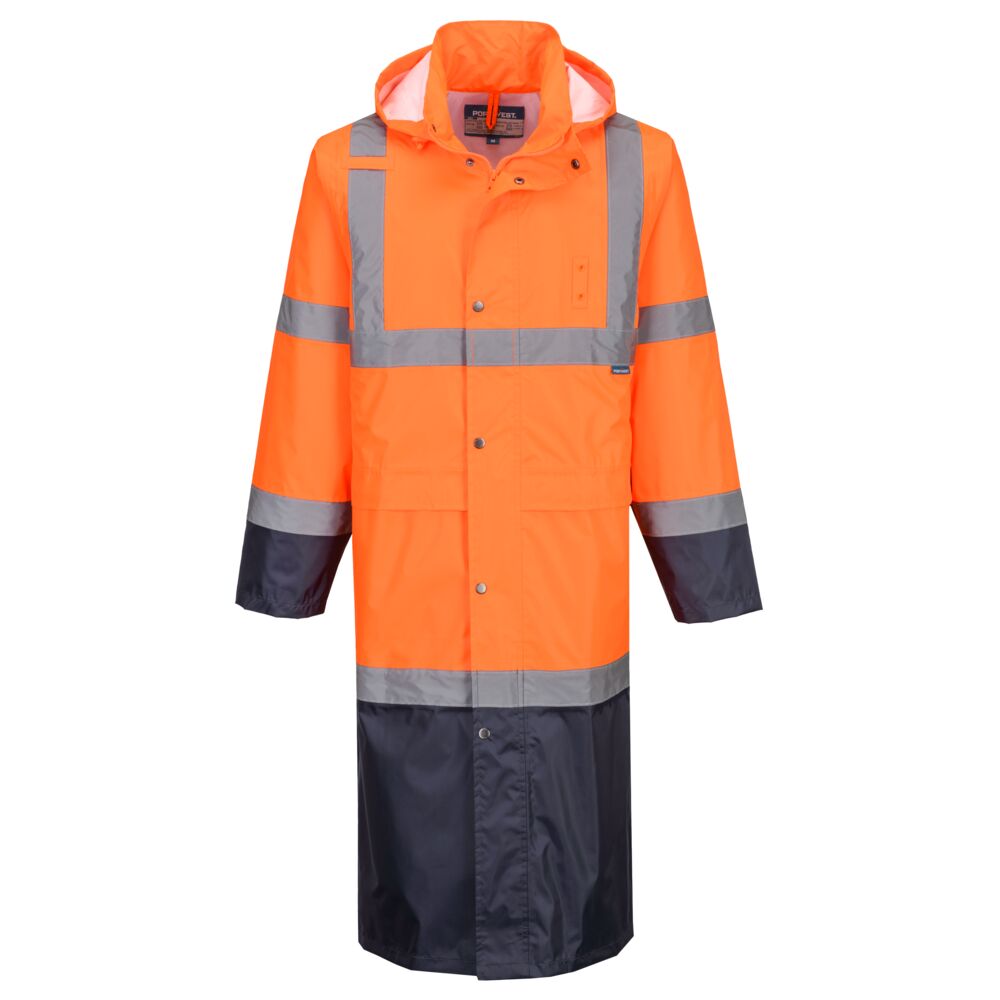 Portwest (H446) Hi-Vis Contrast Raincoat 122cm