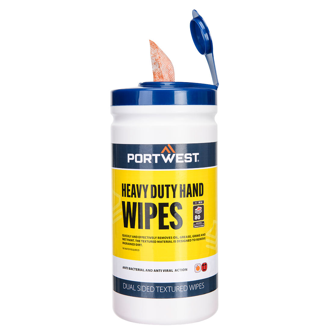 Portwest (IW30) Heavy Duty Hand Wipes (80 Wipes)