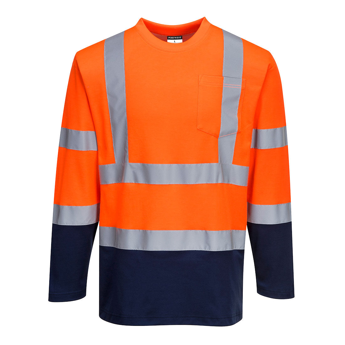 Portwest (S280) Hi-Vis Cotton Comfort Contrast T-Shirt L/S