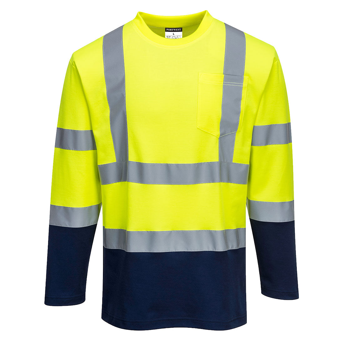 Portwest (S280) Hi-Vis Cotton Comfort Contrast T-Shirt L/S