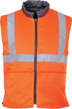 (RT44) Orange Hi-Vis Reversible Bodywarmer RIS