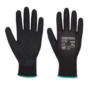 (A335) Black Dermi Grip NPR15 Nitrile Sandy Glove