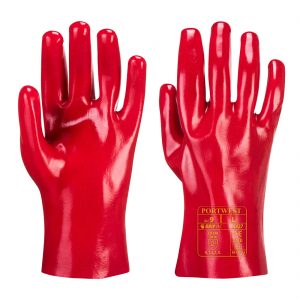 (A427) XL Red PVC Gauntlet Gloves